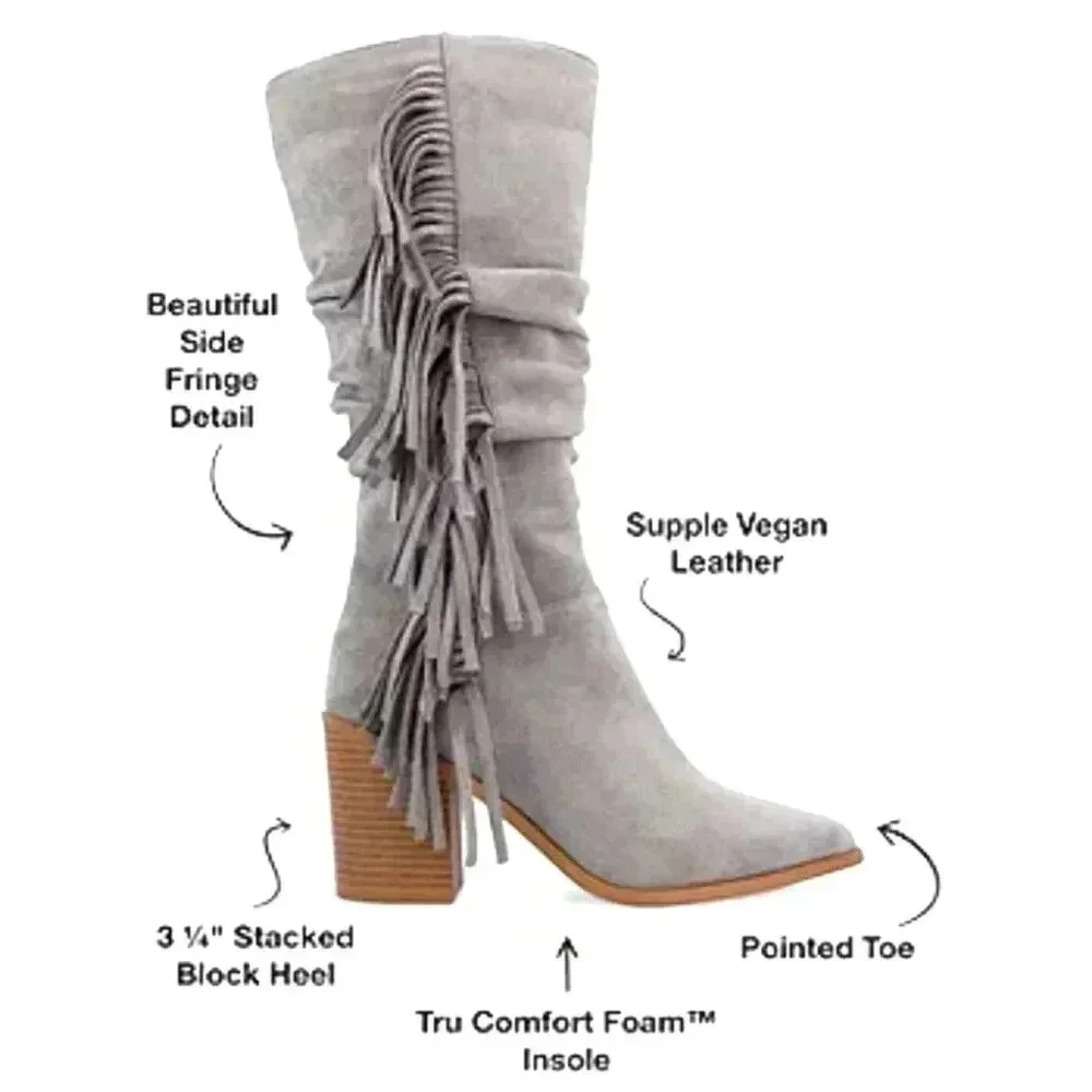 Hartly Women's Stacked Heel Dress Boots from the Journee Collection 7.5